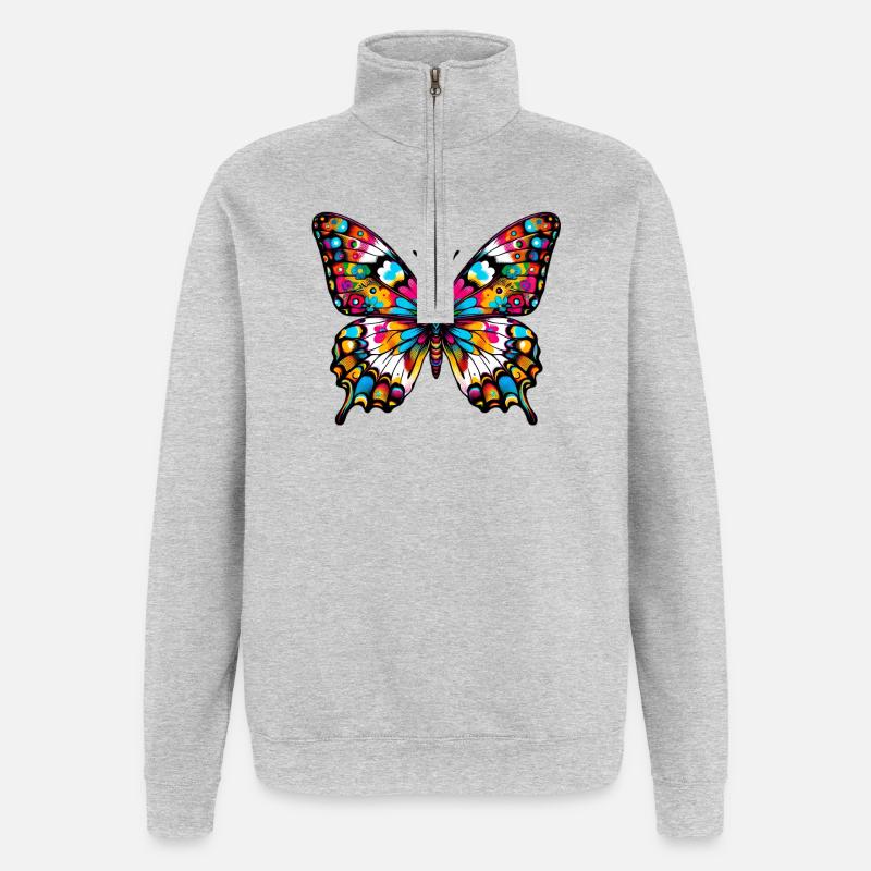 Schmetterling - Quarter-Zip-Sweatshirt - Grau meliert
