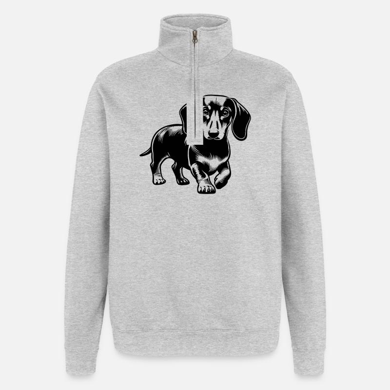Dachshund - Quarter-Zip Sweatshirt - heather grey