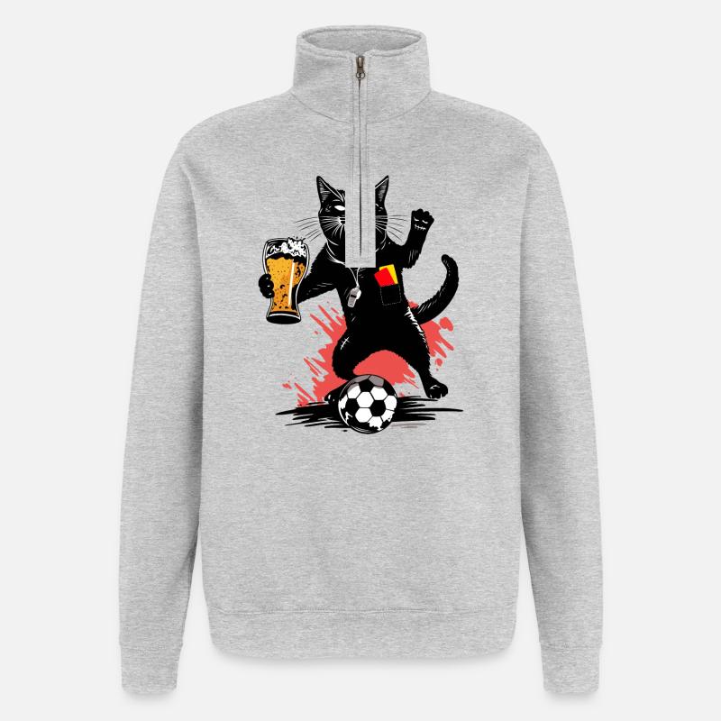 Chat arbitre - Chat arbitre - Sweat à zip 1/4 - gris chiné