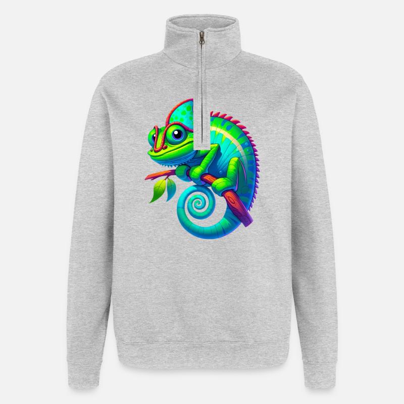 Caméléon - Sweat à zip 1/4 - gris chiné