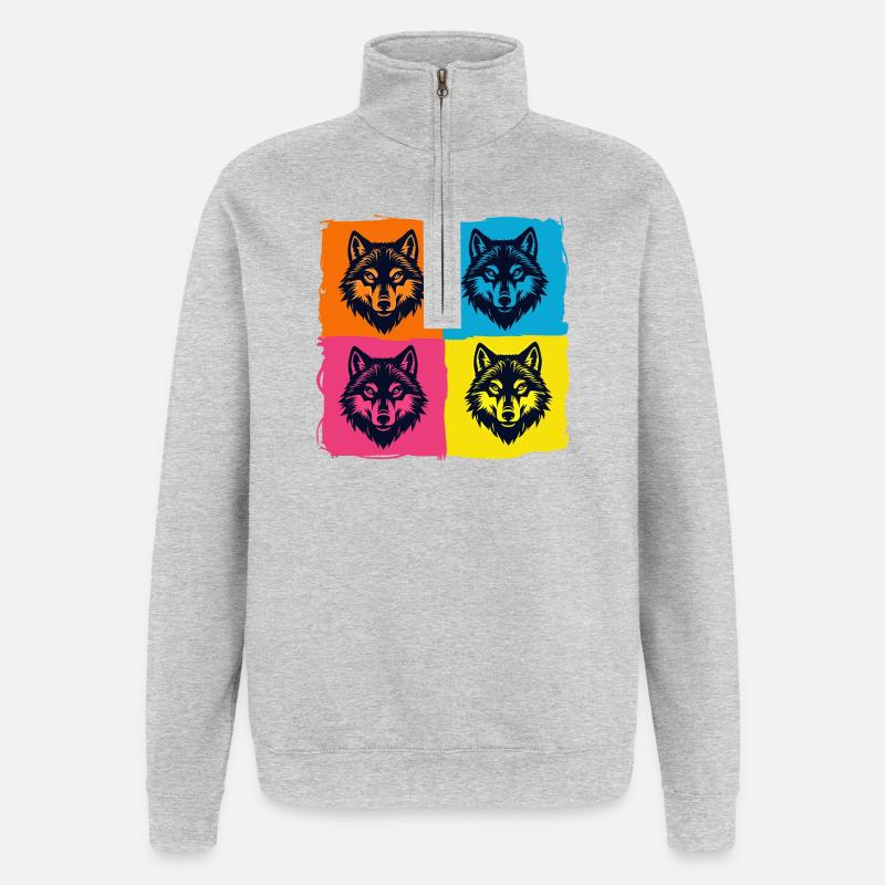 Wölfe - Quarter-Zip-Sweatshirt - Grau meliert