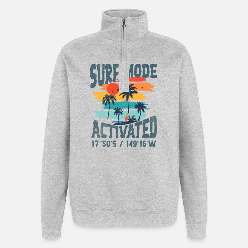 Surf mode activated - Sweat à zip 1/4 - gris chiné