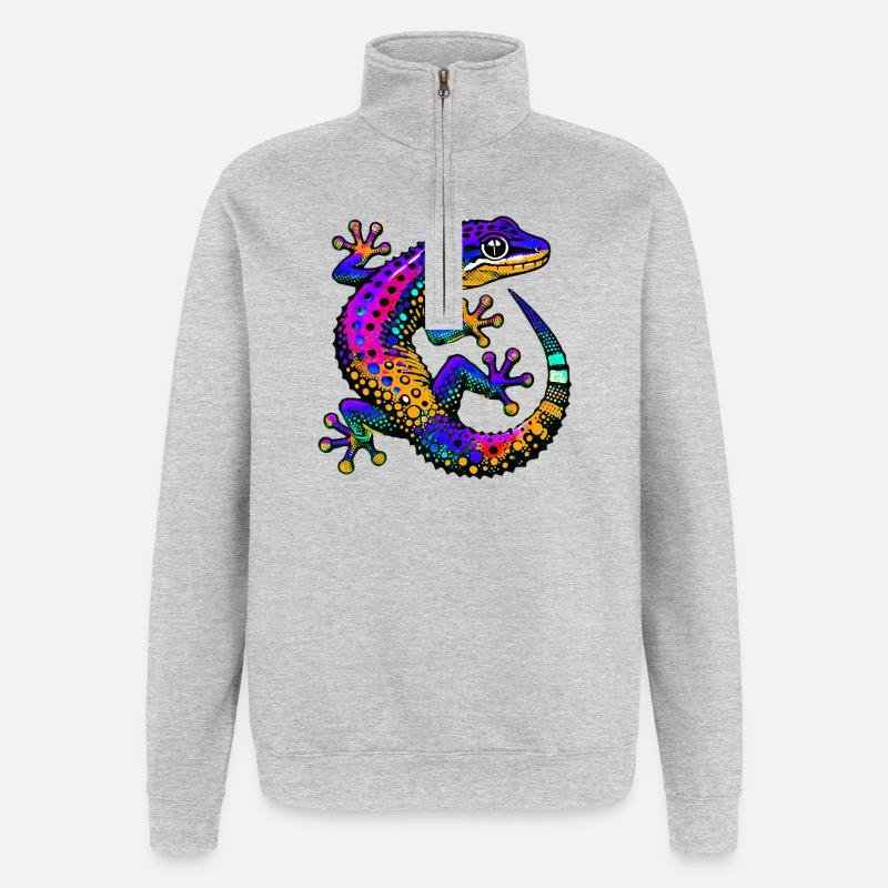 Gecko - Sweat à zip 1/4 - gris chiné