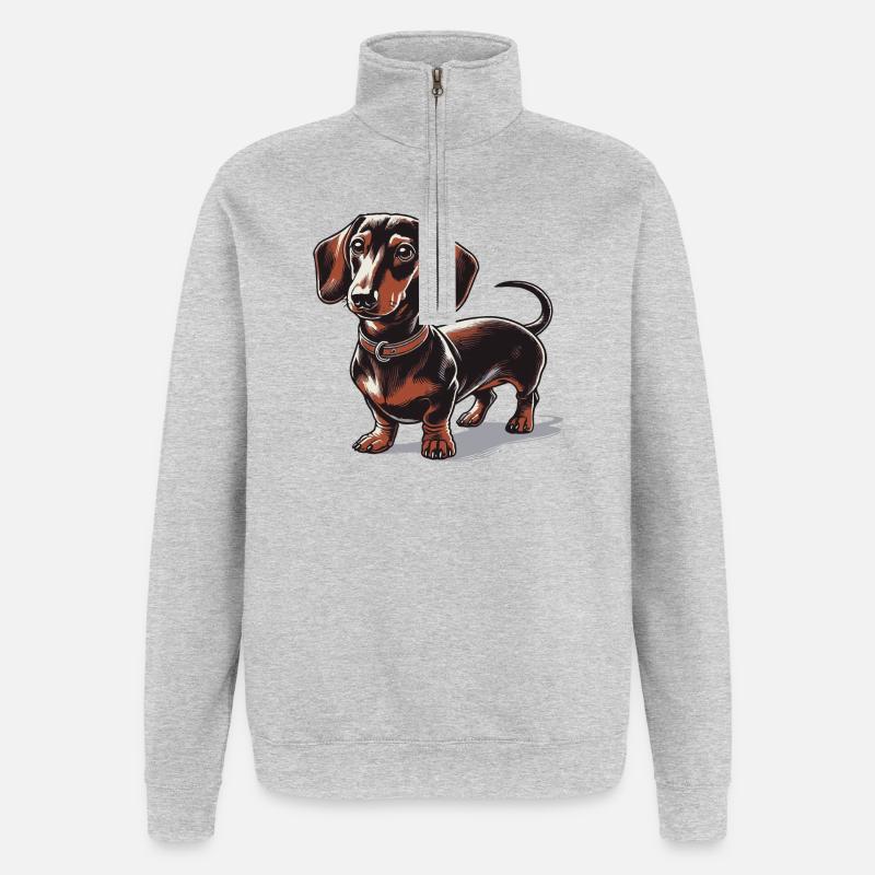 Dachshund - Quarter-Zip Sweatshirt - heather grey