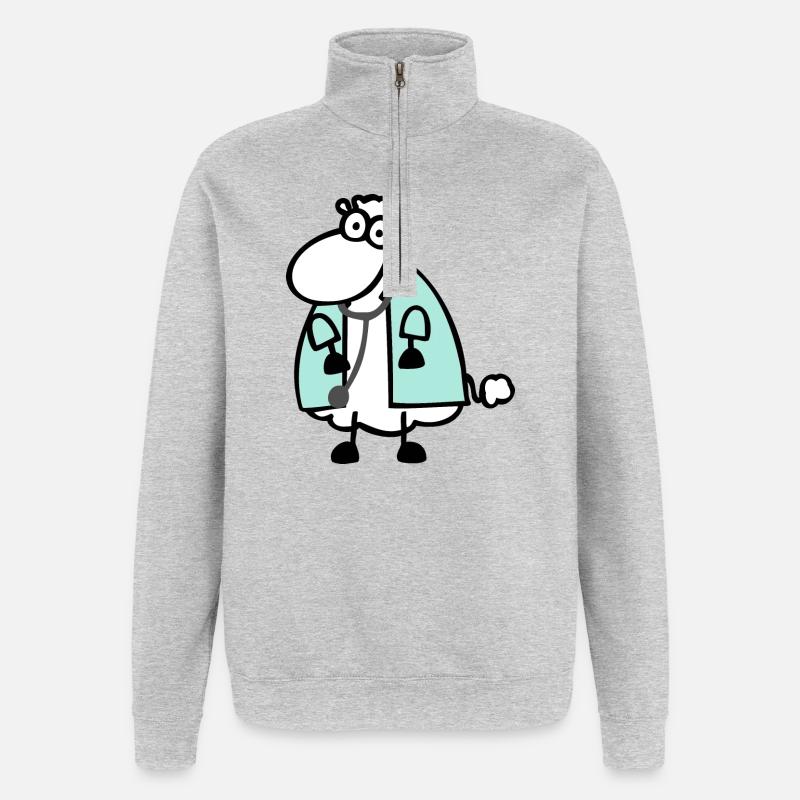 Arztschaf 2 - Quarter-Zip-Sweatshirt - Grau meliert