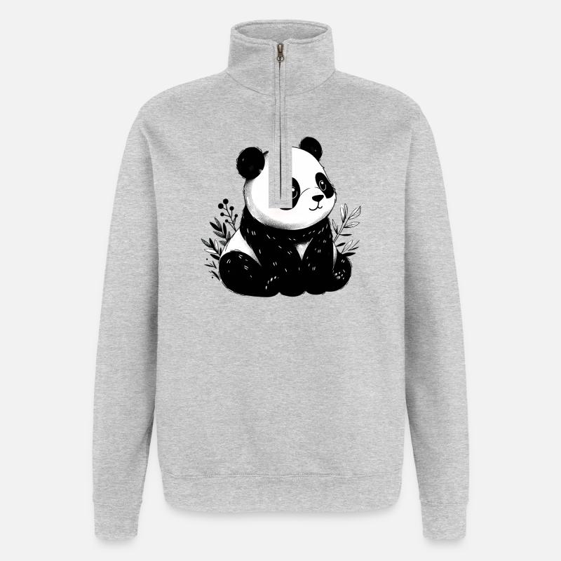Panda - Quarter-Zip Sweatshirt - heather grey