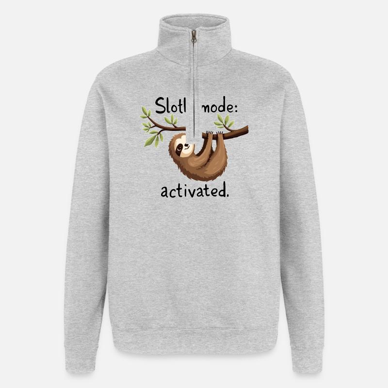 Sloth Mode Activated: Hanging Sloth Art - Quarter-Zip Sweatshirt - heather grey