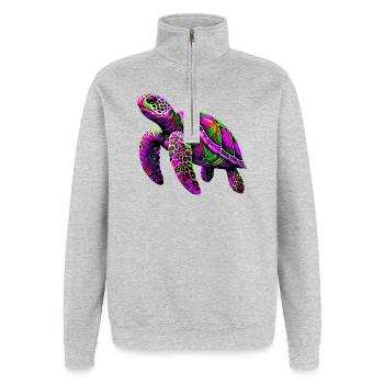 Schildkröte - Quarter-Zip-Sweatshirt - Grau meliert - Vorne - AI Model Female 172 light (172cm) & AI Model Male 178 dark (178cm)