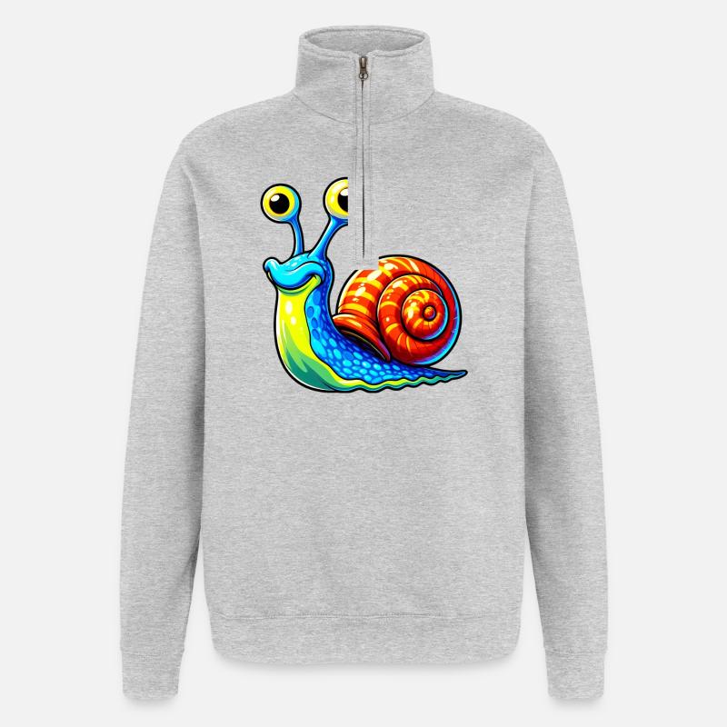 Escargot - Sweat à zip 1/4 - gris chiné
