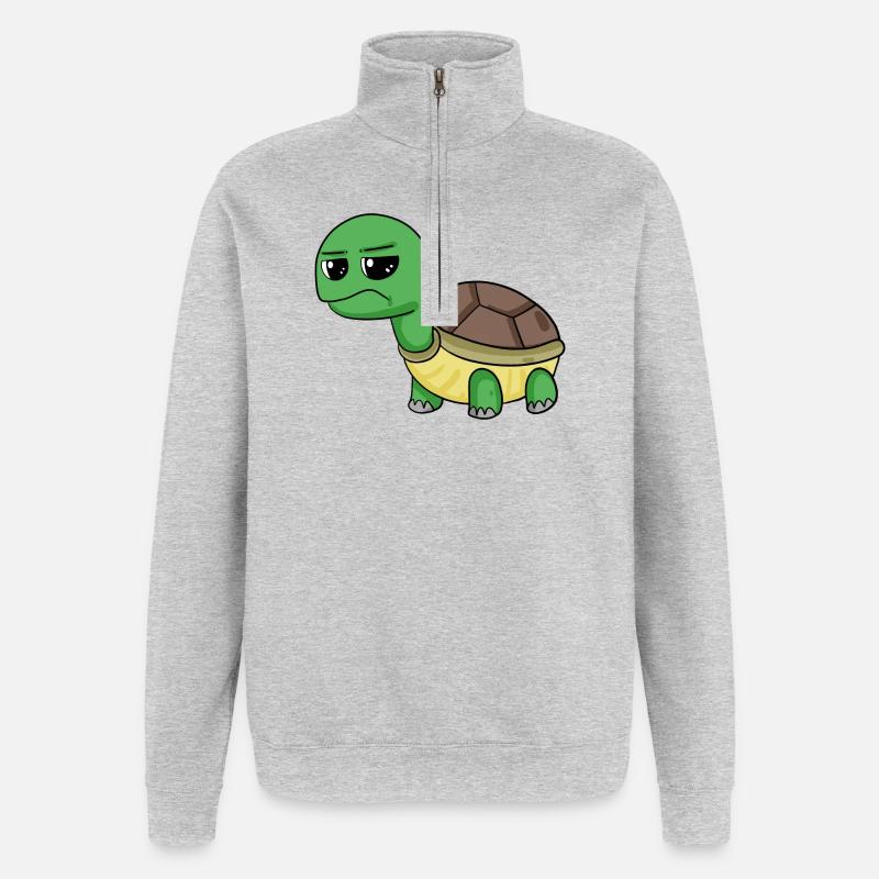 Tortue - Sweat à zip 1/4 - gris chiné