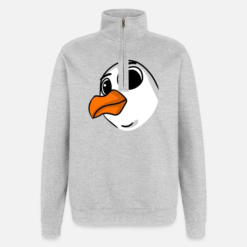 Tête de mouette - Sweat à zip 1/4 - gris chiné