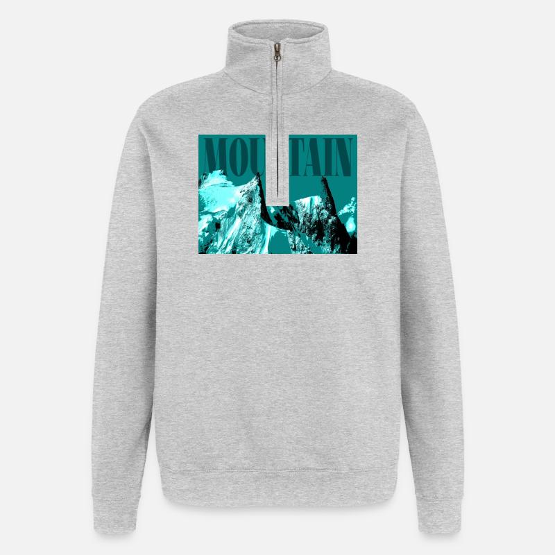 Abstrakter eisiger Berg - Quarter-Zip-Sweatshirt - Grau meliert