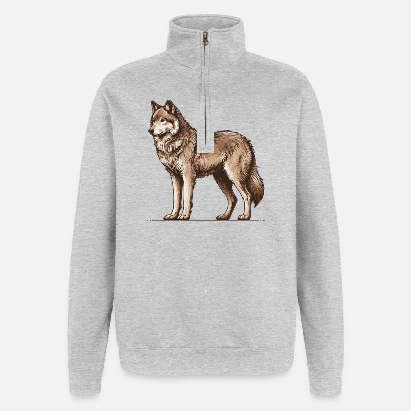 Wolf - Quarter-Zip-Sweatshirt - Grau meliert