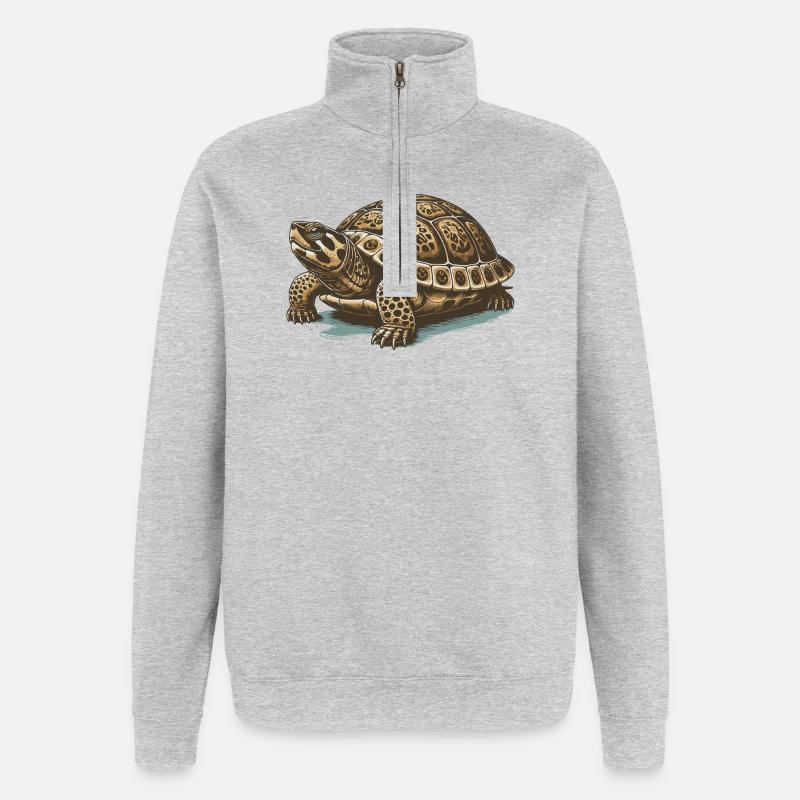 Tortue - Sweat à zip 1/4 - gris chiné