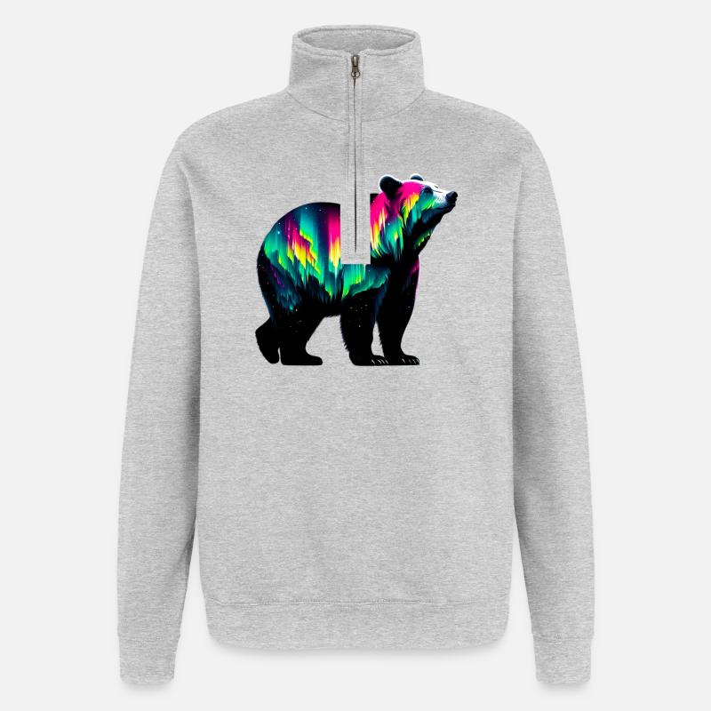 Bär - Quarter-Zip-Sweatshirt - Grau meliert