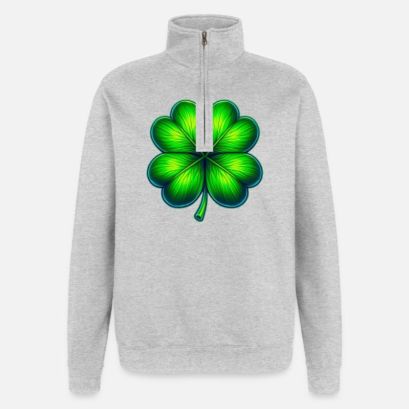 Trèfle à quatre feuilles - Sweat à zip 1/4 - gris chiné