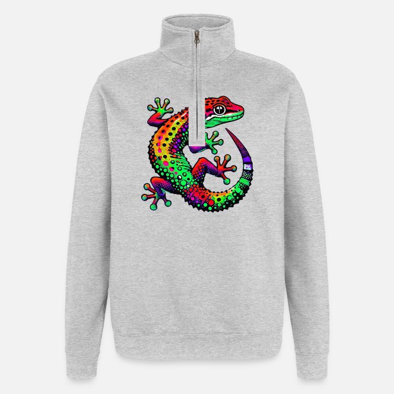 Gecko - Sweat à zip 1/4 - gris chiné