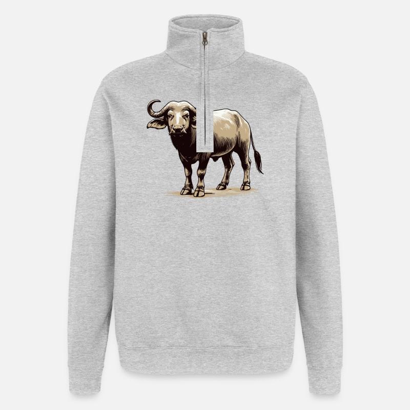 Büffel - Quarter-Zip-Sweatshirt - Grau meliert