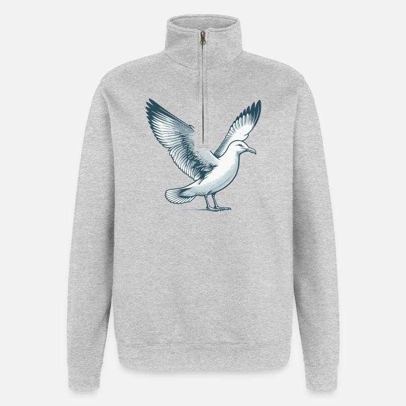 Möwe - Quarter-Zip-Sweatshirt - Grau meliert