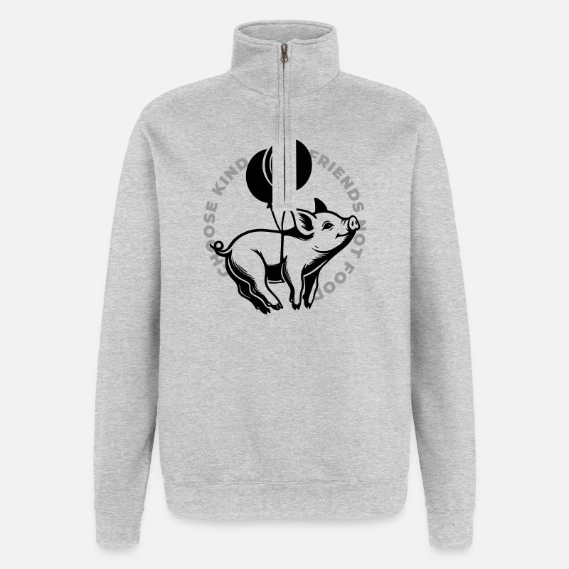Schweine sind Freunde - Quarter-Zip-Sweatshirt - Grau meliert