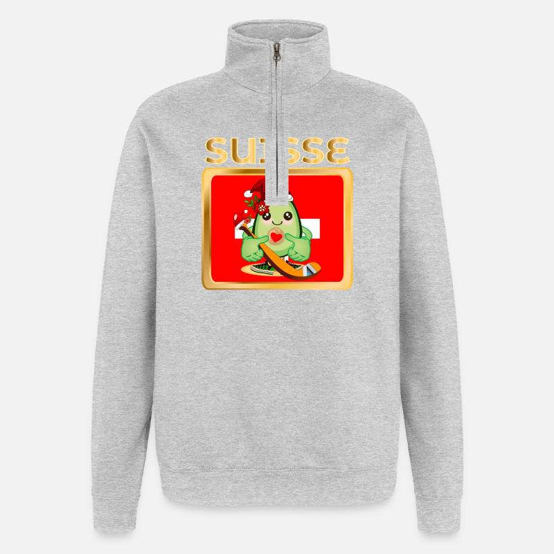 Weihnachtsmann SCHWEIZER EISHOCKEY-ANWALT - Quarter-Zip-Sweatshirt - Grau meliert