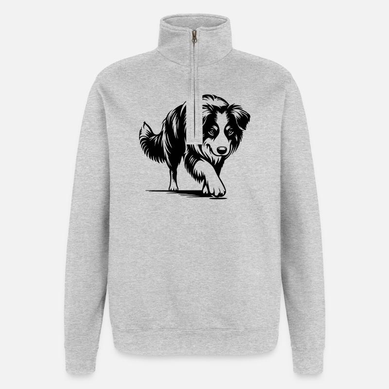 Berger australien - Sweat à zip 1/4 - gris chiné