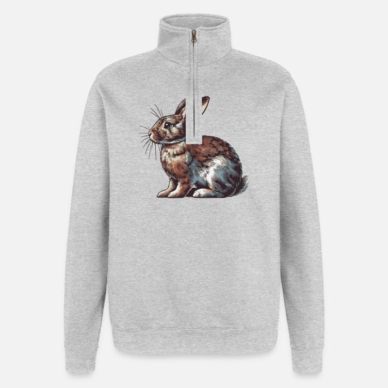 Lièvre - Sweat à zip 1/4 - gris chiné