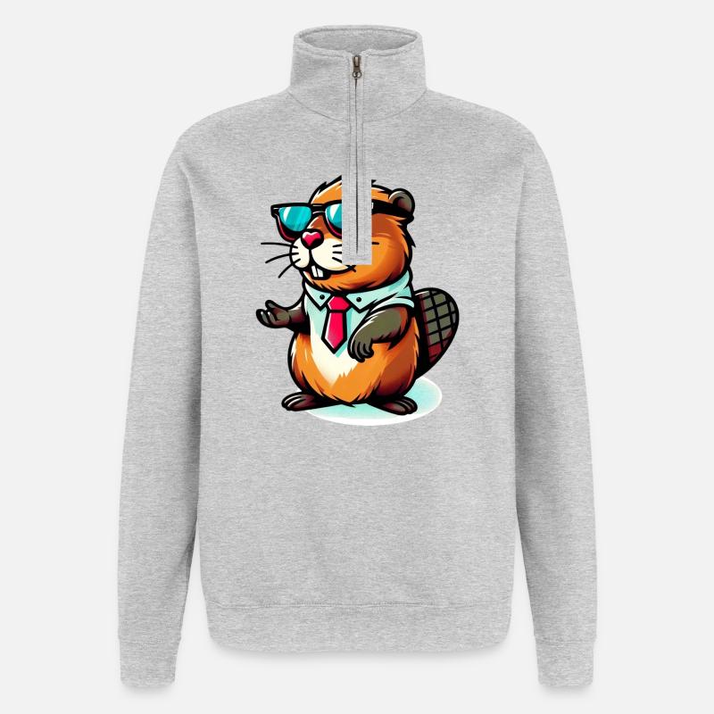 Castor - Sweat à zip 1/4 - gris chiné