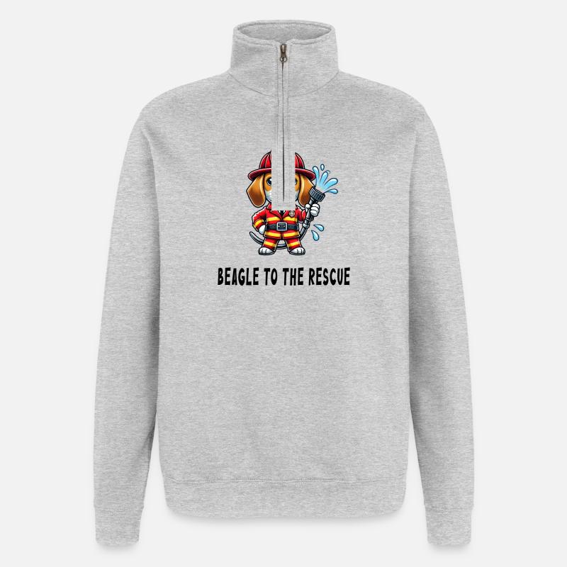 Beagle à la rescousse - Sweat à zip 1/4 - gris chiné
