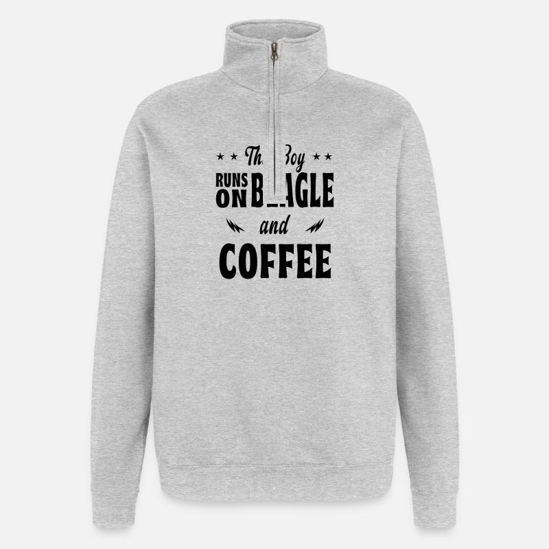 Dieser Junge Beagle Kaffee Design - Quarter-Zip-Sweatshirt - Grau meliert