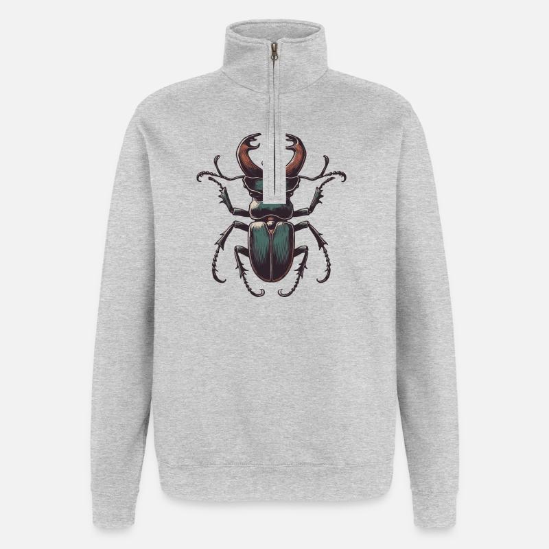 Hirschkäfer - Quarter-Zip-Sweatshirt - Grau meliert