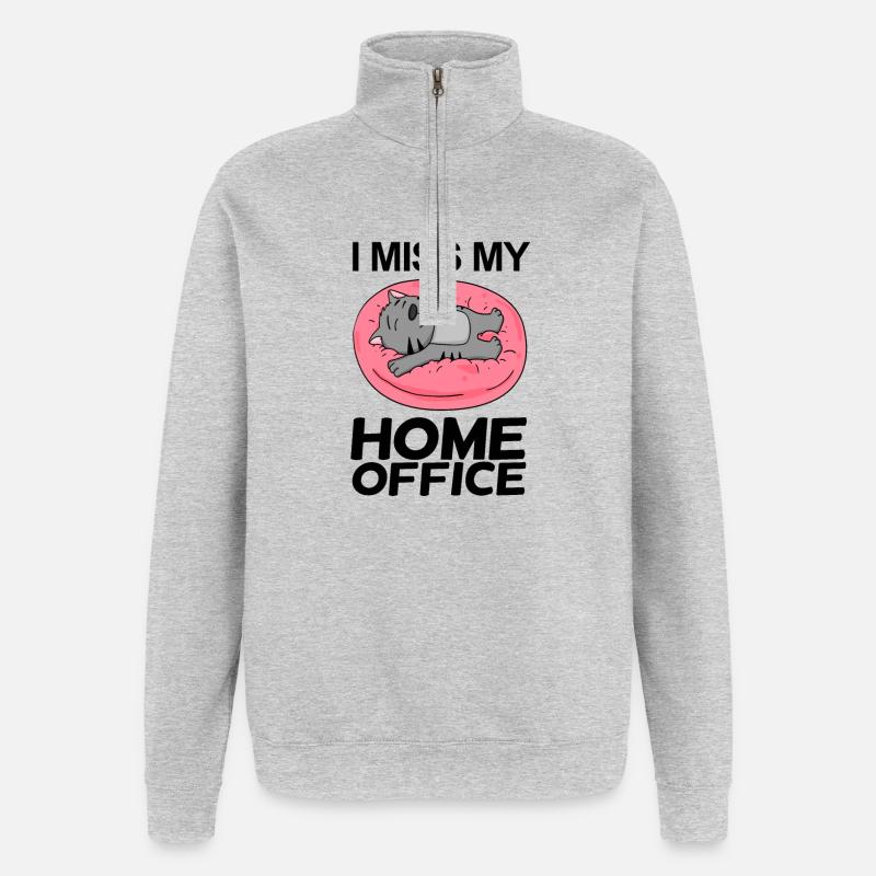 Bureau à domicile Dire drôle - Sweat à zip 1/4 - gris chiné