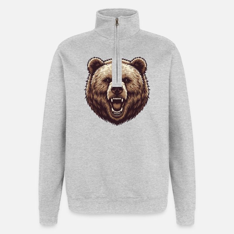 Grizzly - Quarter-Zip-Sweatshirt - Grau meliert