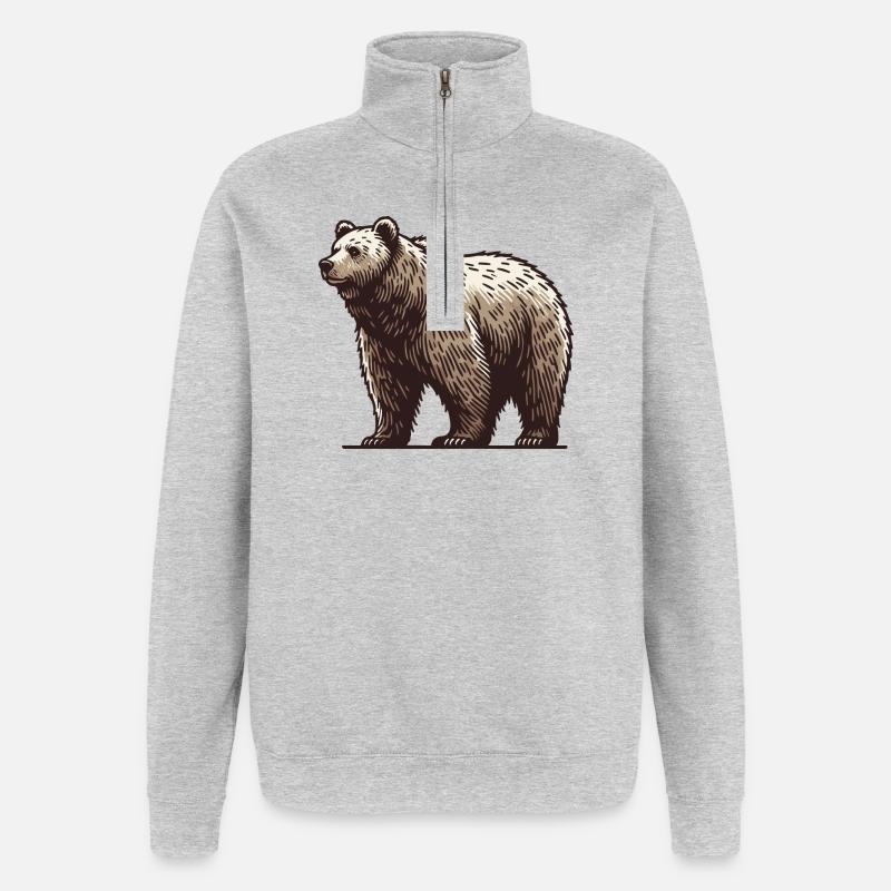 Grizzly - Quarter-Zip-Sweatshirt - Grau meliert