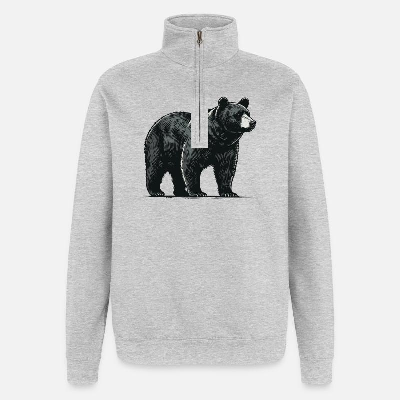 Black bear - Quarter-Zip Sweatshirt - heather grey