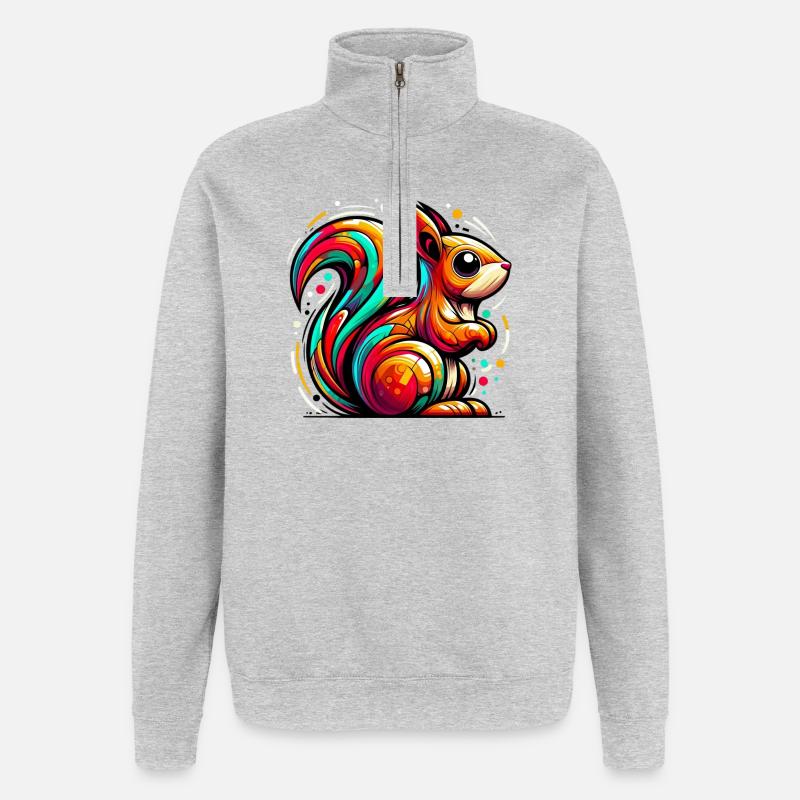 Eichhörnchen - Quarter-Zip-Sweatshirt - Grau meliert