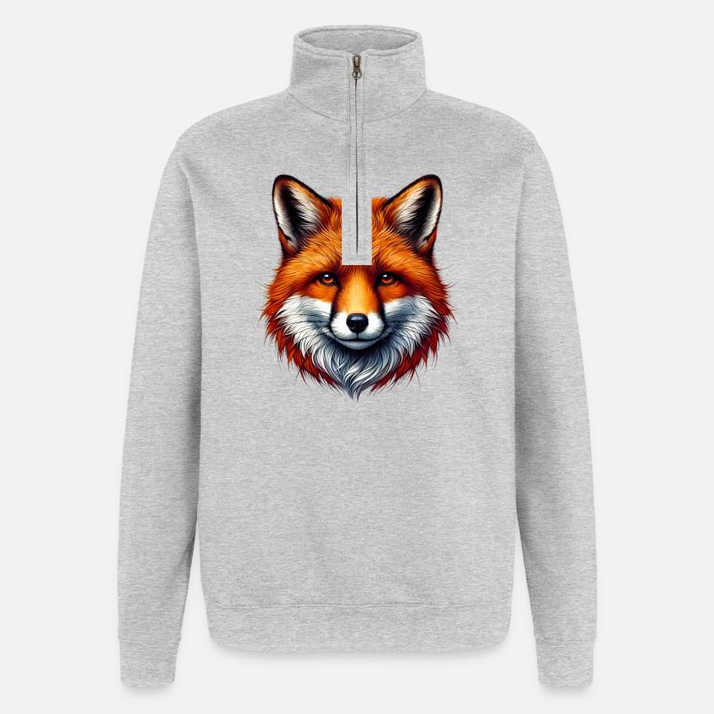 Fox - Quarter-Zip Sweatshirt - heather grey