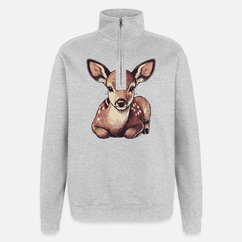 Roe deer - Quarter-Zip Sweatshirt - heather grey