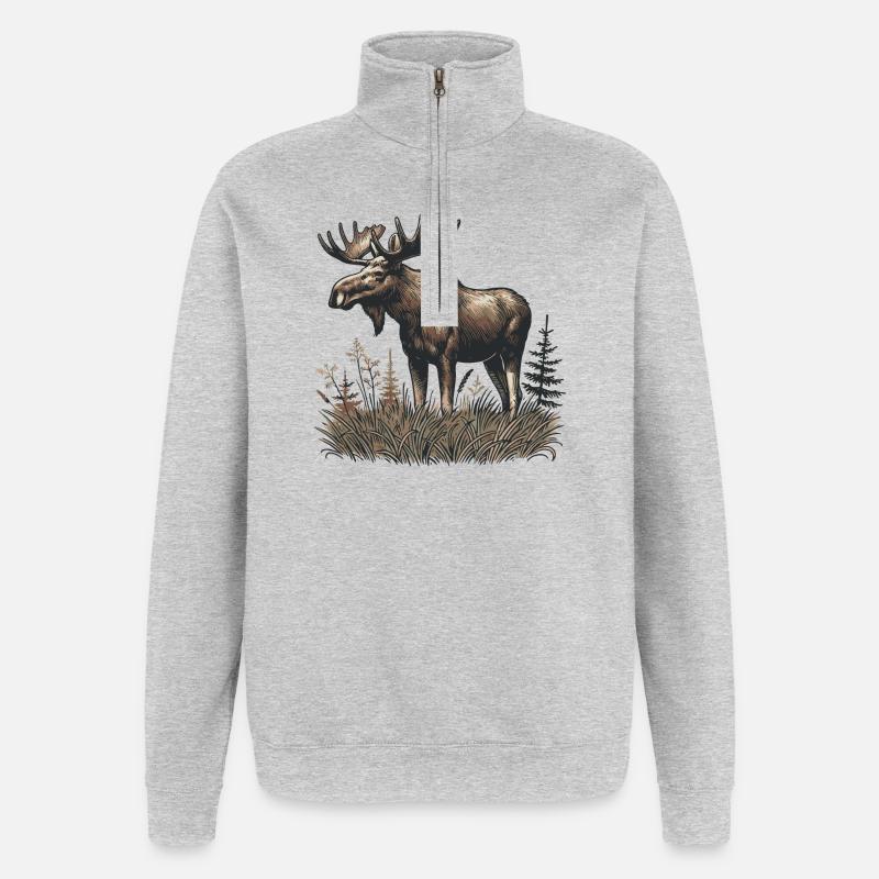 Élan - Sweat à zip 1/4 - gris chiné