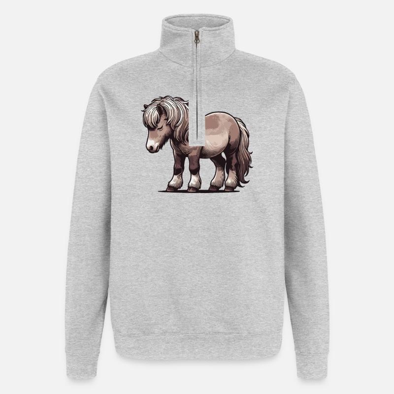Poney - Sweat à zip 1/4 - gris chiné
