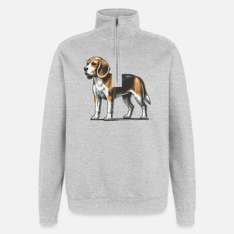 Beagle - Quarter-Zip-Sweatshirt - Grau meliert