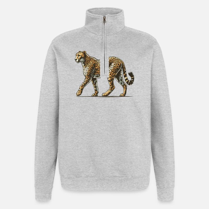 Guépard - Sweat à zip 1/4 - gris chiné