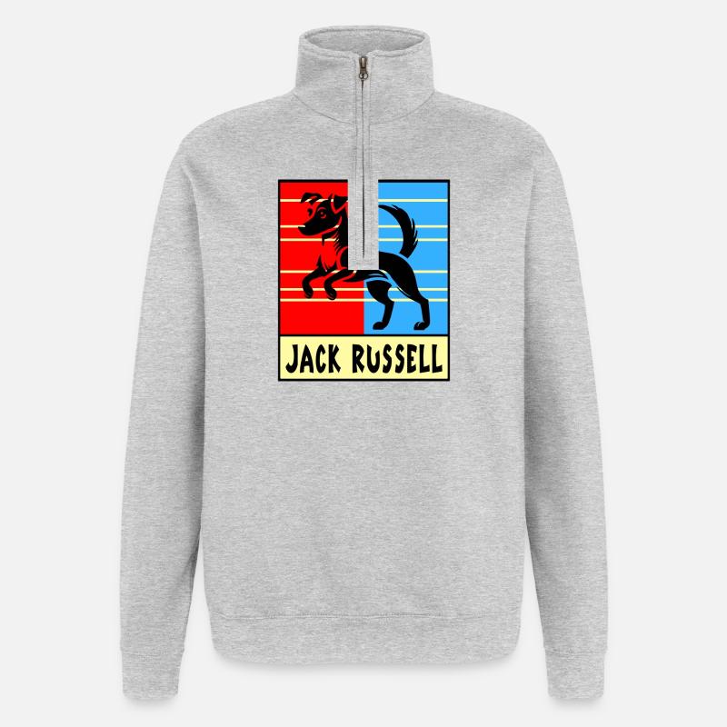 Jack Russell Terrier Hunde Design - Quarter-Zip-Sweatshirt - Grau meliert