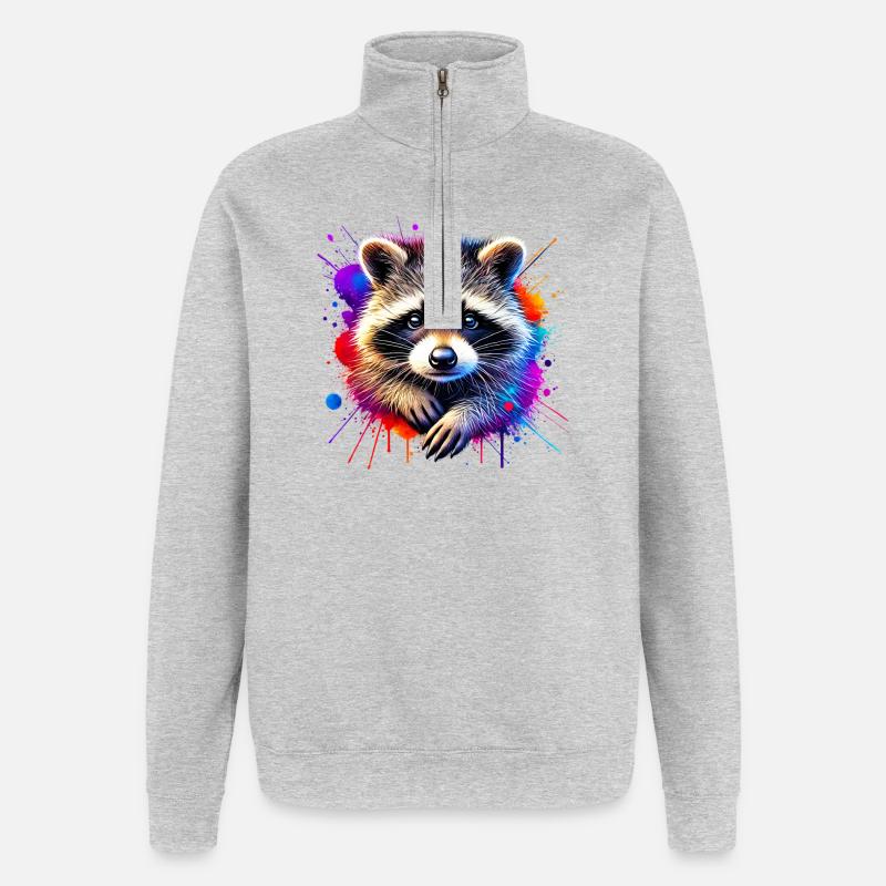 Raton laveur - Sweat à zip 1/4 - gris chiné