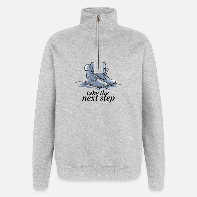 Take the next step - Quarter-Zip-Sweatshirt - Grau meliert
