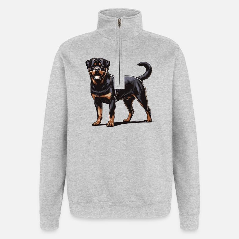 Rottweiler - Sweat à zip 1/4 - gris chiné