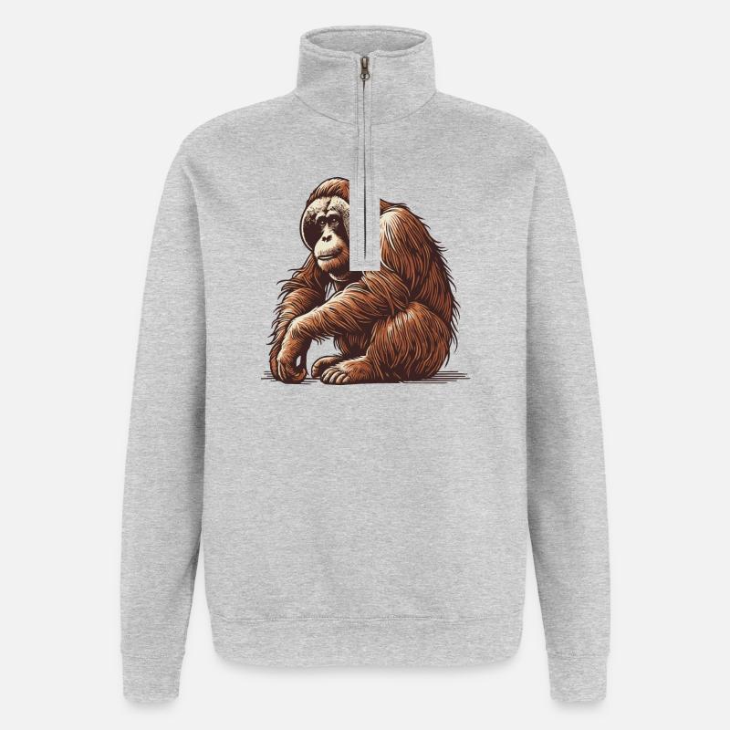 Orang Utan - Quarter-Zip-Sweatshirt - Grau meliert