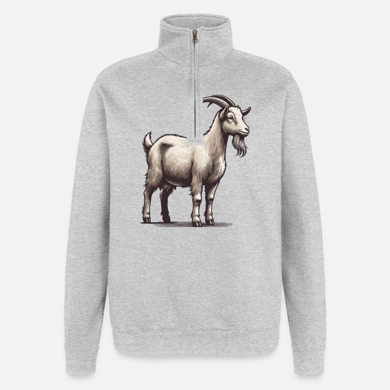 Ziege - Quarter-Zip-Sweatshirt - Grau meliert