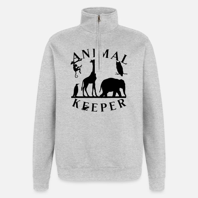 Lustiger Tierpfleger Spruch- Tierhalter - Quarter-Zip-Sweatshirt - Grau meliert