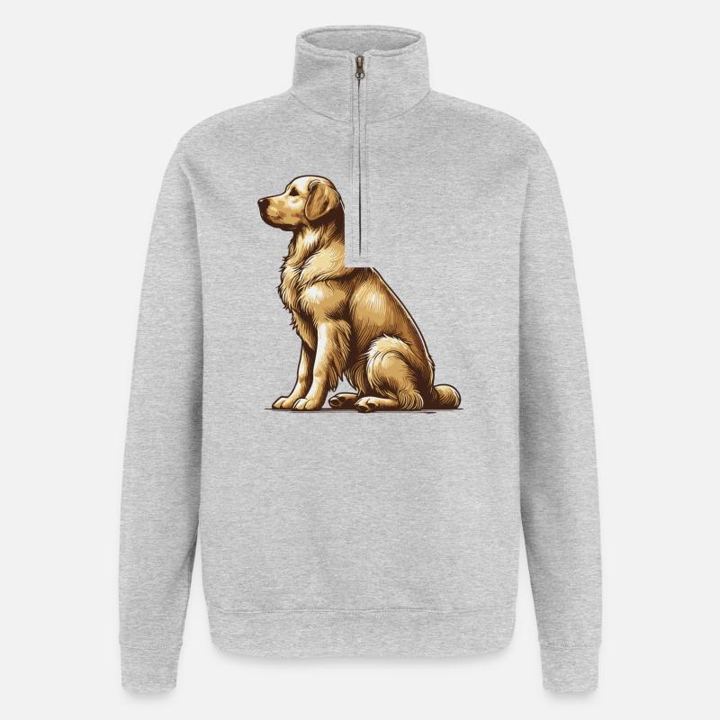 Golden Retriever - Quarter-Zip-Sweatshirt - Grau meliert